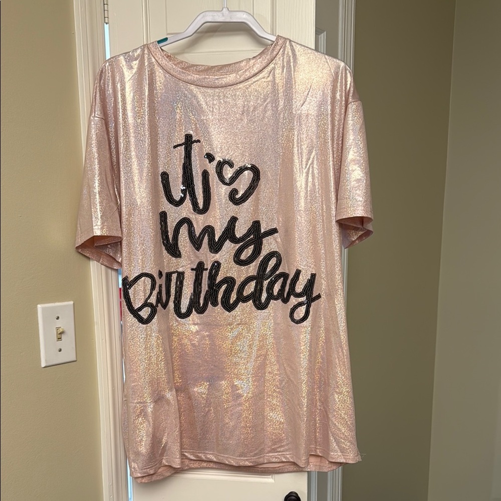 SHEIN Pink Metallic Birthday Dress